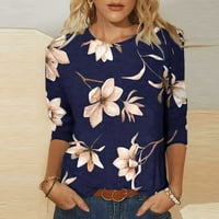 Vivianyo HD Womens Tops Cleariance Ženska modna majica na majici rukava Bluza Okrugli vrat Ležerne prilike