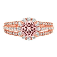1.76ct okrugli rez ružičasti simulirani dijamant 18k ružičasta ruža zlatna graviranje godišnjica Angažovanost