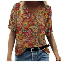 Ženske vrhove bluza casual kratkih rukava tiskane žene ljetne okrugle dekolte majice Tuničke majice