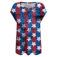 Ecqkame američka košulja za zastavu Žene Clearence Casual Ženski okrugli vrat Ljeto seksi gradijentne