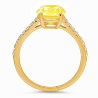 2. CT sjajan ovalni rez simulirani žuti dijamant 14k žuto zlato pasijans sa Accentima prsten sz 9.25