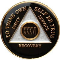 Godina Crna TRI-ploča Alkoholičari Anonimni medallion- AA trezvenost čip