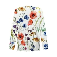 Ženske vrhove dugih rukava čipke V izrez Henley majice Bluze Ležerne prilike tunike Modna pada cvjetna