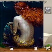 Prekrasna sirena tuš za zavjese jellyfish tkanina kupaonica zavjese set sa kukama morske ocean životinje