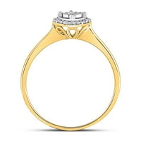 10k žuto zlato okruglo Diamond Solitaire Halo Bridal Angažman prsten CTTW