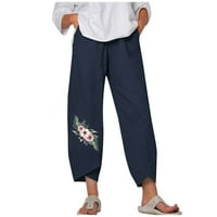 Prodaja Ženska odjeća Ženska posteljina Pamučne casual hlače High struk Udobna plaža Ljeto Capri pantalone