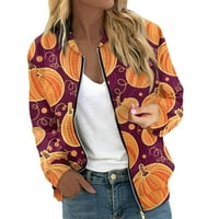 Tkinga modnih kalloween jakne za žene Zip prednji odjećni odjeća Print dugih rukava Ležerne prilike