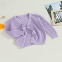 Huakaishijie Baby Girl Jesen pleteni kardigan džemper s dugim rukavima Gumb Prednji topli kaput za djecu