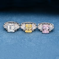 Zirkon zaručni prstenovi za žene S sterling srebrni prstenovi za žene zračeći rez 8 * cirkon vječnosti