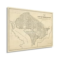 Mapa Washington DC City Vintage Poster Wall Art Print