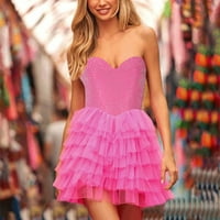 Zunfeo Formalne haljine za žene - V izrez Trendy Ležerne prilike udobne haljine Odštampane kratke rukave Djevojke haljine vruće ružičaste L