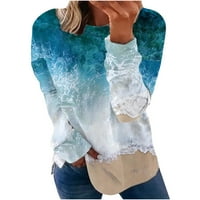 Ženska plus veličina Top klirence Ženski tiskani okrugli vrat dugih rukava Top labav pulover Duks dugih