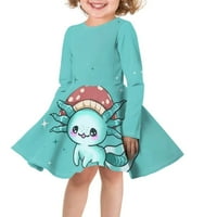 Binienty teen haljine za kućnu plavu gljivu Axolotl jesen zimska haljina za plesnu klasu Twirly klizač