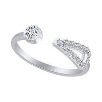 0. Carat okrugli oblik bijeli prirodni dijamantni zaručnički prsten u 14k bijeli zlatni prsten veličine-14