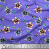 Soimoi ljubičasta pamučna kambrična tkanička od listova i cvijeta cvjetna dekor tkanina tiskano dvorište široko