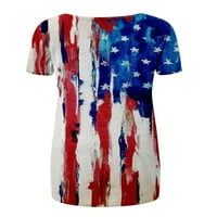 Niveer dame majica Dan nezavisnosti Ljetni vrhovi kratki rukav majica Srednja duljina pulover v izrez