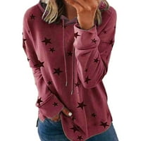 Plus veličine Dugih rukava za košulju Žene Print dugih rukava Udobno prozračne košulje za prozračnu majicu Vino 4