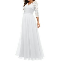 HOMCHY WHITE haljina Žene Ležerne prilike s dugim rukavima Čvrsta maxi haljina bijela XL