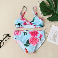TODDLER Ljetne djevojke Cvjetni list Ispis Latch plave dva kupaće kostimi kupaći kostim bikini kupaći