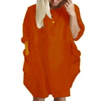 Pfysire Womens Labavi mini majica Dress Pulover casual džepovi Oranss Orange XL