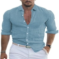 Paille Muška majica rever na vratu Dugme Down Bluse Casual Turistička majica Light Blue S