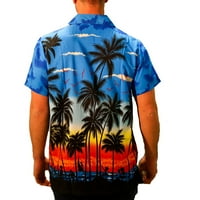Oalirro Muški poliester kratkih rukava ovratnik na havajima MENS majica Plava L