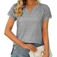 Wendunide ženske majice Žene Ljetne vrhove Casual V izrez T majice Kratki rukav Košulje Lood Flowy Grey