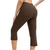 Ženske joge hlače s džepovima Duljina koljena, temari visokog struka Yoga vježbanje za vježbanje Capris