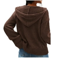 Pergeraug džemperi za žene Ženske tipke Cardigan Dukseri sa kapuljačom sa kapuljačom Žene žene s dugim