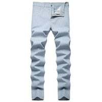 Očeve pantalone za muške, axxd prugaste tanko korake visoke elastične plus veličine tanke formalne hlače za čišćenje muške hlače plave 4xl