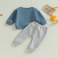 Qinghua Toddler Baby Boys Jesen Zimska odjeća Dopise s dugim rukavima Ispis dukserice i hlače za crtanje