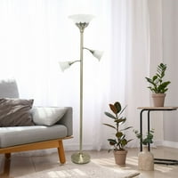 Mod rasvjeta i dekor 71 mesinga i bijela bakljana podna lampa s dva svjetla za čitanje