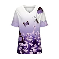 Majice za majice Aaiyomet za žene Ženske ležerne elegantne tiskane majice s kratkim rukavima Vpska bluza,