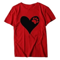 Wofeydo T majice za žene, O-izrez za ispis bluza za ženske rukavice u obliku srca, majica casual kratka