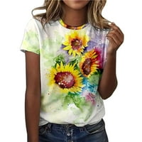 Hesxuno grafički tinejdžeri za žene ljetne trendi cvjetne tiskane majice Slim Fit Crewneck kratki rukav