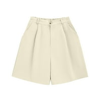 Hlače sa džepovima za žene Ljeto u boji elastične struke labave hlače dame radne uredske kratke hlače