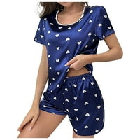 Ženske pidžame Dvije ljetne setove Satenski srčani uzorak Bluza s kratkim rukavima za spavanje odjeća