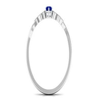 Minimalni prsten za obećanje sa plavim safirom i dijamantima za žene, srebrna srebra, US 3,00