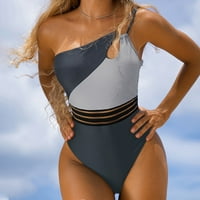 UsMixi jednodijelni kupaći kostimi za žene jedan rame izdubljeni strap za kontrolu trbuha plaža bikini