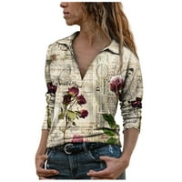Strungten majice s dugim rukavima za žene Ispis grafičkih magistrala Bluze casual plus veličina osnovnih vrhova pulover