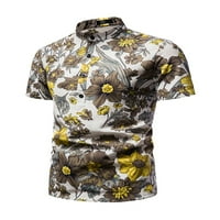Muška majica cvjetni print majica Henley vrat na vrhu Havajski ljetni košulje za odmor u stilu d 2xl