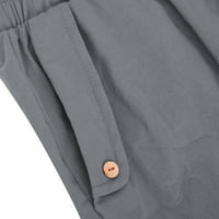 Sdjma posteljina hlače za žene casual labave ravne elastične strugove sa džepovima