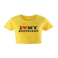 Tees za žene Y2K I Love Heart Boyfriend BF Tee košulja gornje grafičke grunge estetske košulje na vrhu