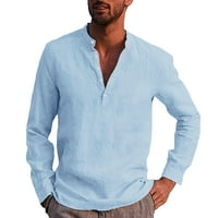 Muške košulje modna casual solidne boje štand ovratnik dugih rukava majica