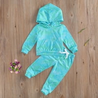 Carolilly Toddler Baby Girl Boy Jesen Zimska odjeća Tie Dye Duge dugih rukava TOP-ove hlače za izvlačenje