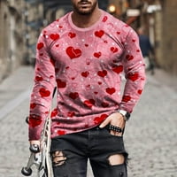 Muška košulja Dugi rukavi Muškarci Casual Okrugli vrat Pulover dugih rukava Valentinovo 3D ispisana