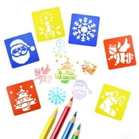 Crtanje set šablona za bilješke - Santa, Snowflake i Angel predlošci za djecu