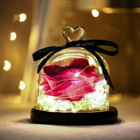 Umjetna ruža cvjetna staklena kupola LED noćna svjetlost ornament za valentinovo lampica