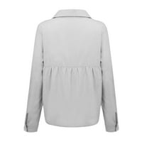 Buigttklop majice s dugim rukavima za žensko čišćenje plus veličina Ženska labava bluza s dugim rukavima V-izrez Casual pulover vrhovi bluze sive