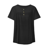Ženske bluze Peplum ženske plus kratki rukav ležerne košulje Henley Ljetni vrhovi crni m